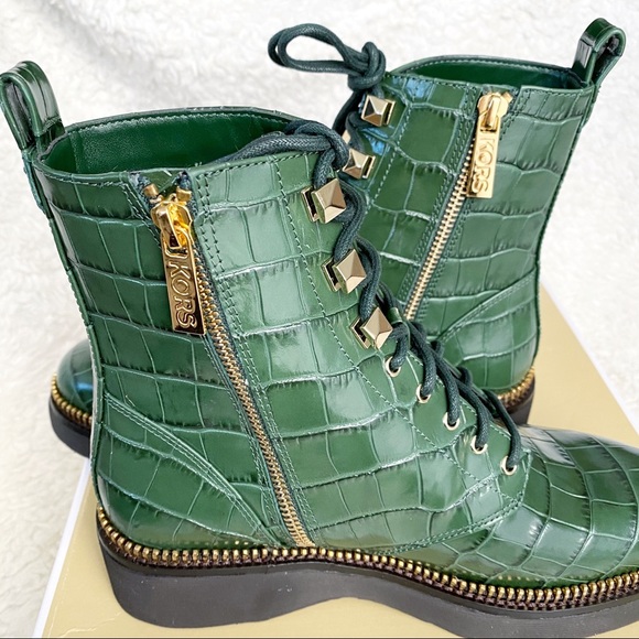 Michael Kors Croc Embossed Leather Combat Boot - Picture 16 of 16